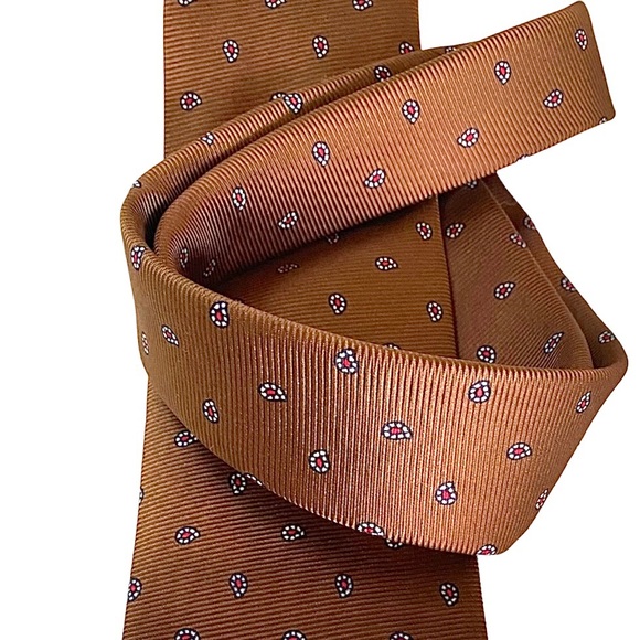 POLO RALPH LAUREN MEN’S VINTAGE BROWN SILK TIE, MADE IN ENGLAND - Picture 2 of 11